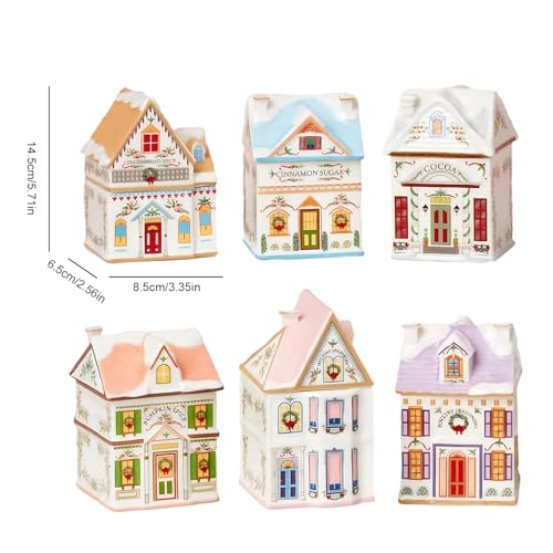 6-Piece Mini Christmas Gingerbread House Spice Jars & Holiday Decor