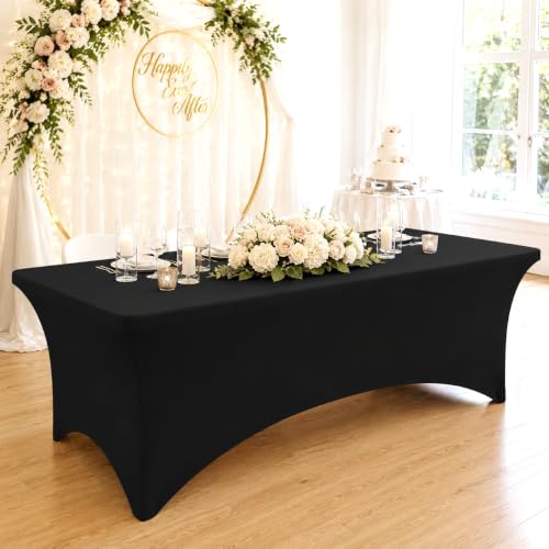 2 Pack 6FT Spandex Fitted Tablecloth, Elastic Stretch Table Cover for Events