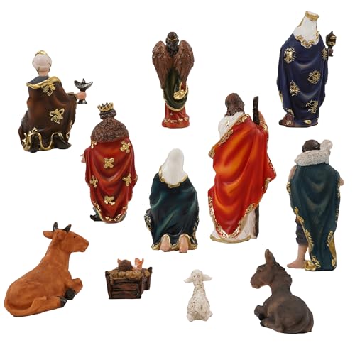 6-Inch 11-Piece Nativity Scene Set Resin Hand-Painted Christmas Figures