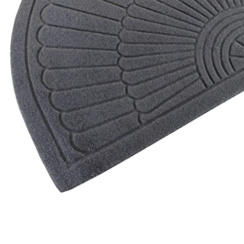 Morning View Half Round Doormat - Non-Slip Entryway Rug, Gray 30x18 In