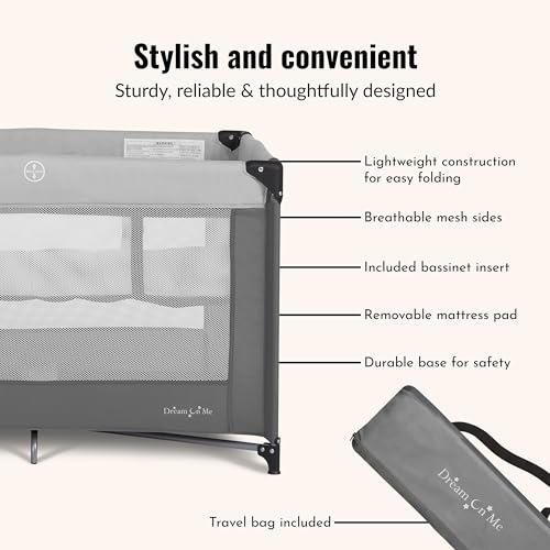 Portable Baby Playard with Detachable Bassinet and Travel Bag