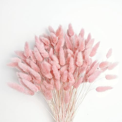 120 PCS Pink Dried Pampas Grass Decor, 17-Inch Natural Floral Bouquet