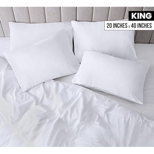 Utopia Bedding King Pillow Cases - 12 Pack - Envelope Closure - Soft Brushed Microfiber Fabric - Shrinkage and Fade Resistant Pillow Covers King Size 20 X 40 Inches (King, White)