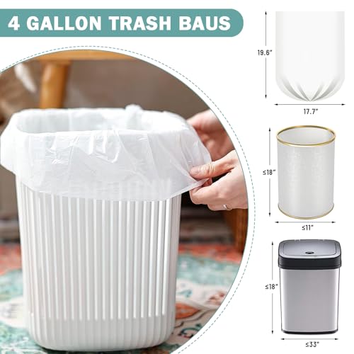 4 Gallon Small Trash Bags - 100 Count Unscented Leak-Proof Garbage Bags