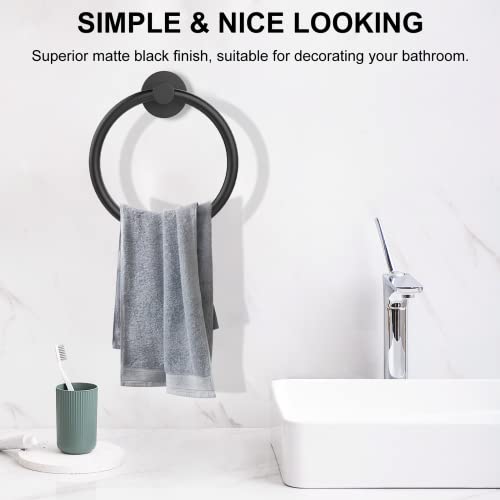 SetSail Matte Black Towel Ring for Bathroom Wall Stainless Steel