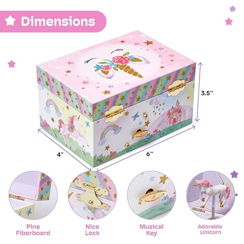 Unicorn Musical Jewelry Box for Girls - The Beautiful Dreamer Tune