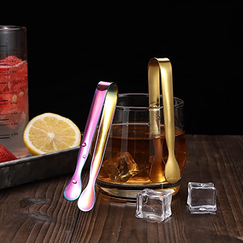 ONEINHE Gold Small Ice Tongs 8-Pack Stainless Steel Mini Sugar & Appetizer Tongs