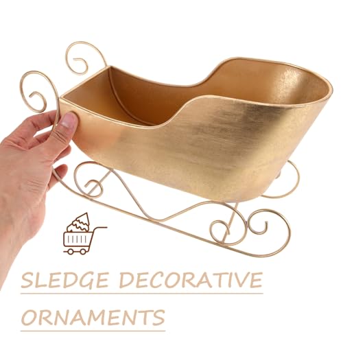 Angoily Mini Iron Sleigh Christmas Ornament for Holiday Decor, 12.6 x 6.9 Inches