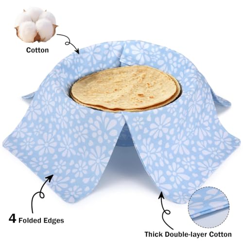 2-Piece Cotton Tortilla Warmer Wrap - Double Layer Roti & Chapati Keeper