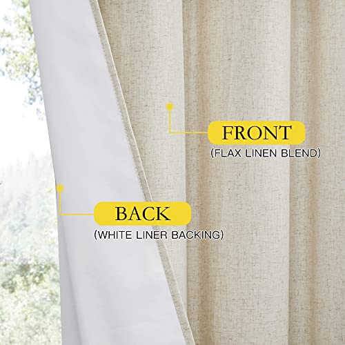100% Blackout Linen Curtains 84 Inch - Thermal Insulated Grommet Drapes