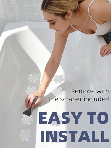 Secopad 24-Pack Clear Non-Slip Bathtub Stickers with Scraper - PEVA Safety Treads