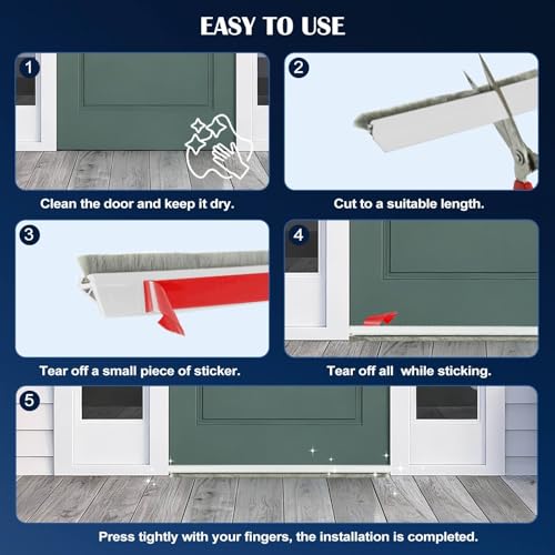Self-Adhesive Door Draft Stopper - Under Door Brush Weather Seal, 39 Inch
