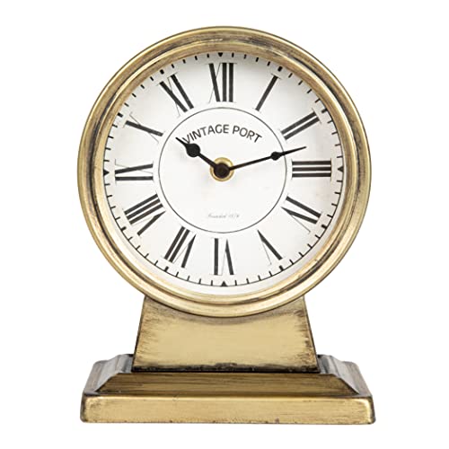 Gold Metal Mantel Clock, 8.5-Inch Glamorous Tabletop Clock for Home Decor