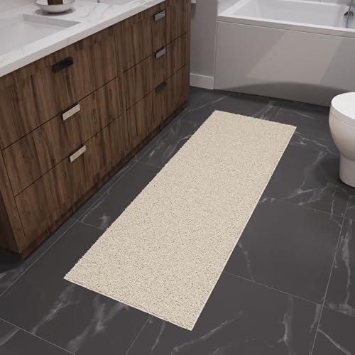 2x6 Shaggy Runner Rug - Soft Cream Non-Slip Carpet for Hallways & Entryway