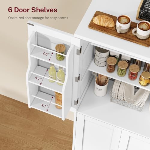51-Inch Tall Pantry Storage Cabinet with Adjustable Shelves and 4 Doors