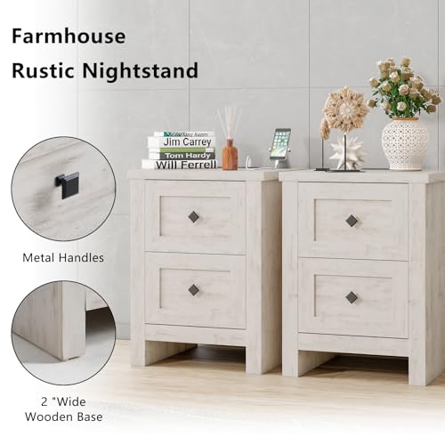 4-Piece Farmhouse Bedroom Furniture Set with Dressers and Charging Nightstands