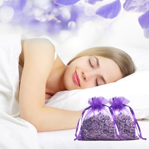 24-Pack Dried Lavender Sachets for Closets and Drawers - Natural Flower Buds