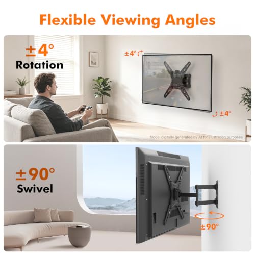 Full Motion TV Wall Mount for 26-65 Inch Screens, Articulating Swivel Bracket