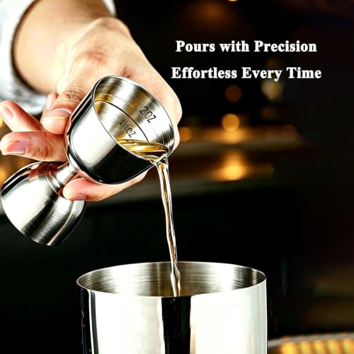 KIBARTOL Silver 1 Jigger - 2 Pourers Professional Stainless Steel Bartender Measuring Tool