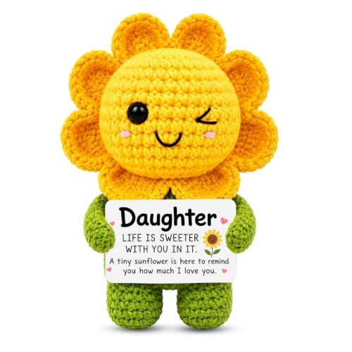 Crochet Sunflower Keepsake Doll - Heartfelt Daughter Gift from Mom & Dad