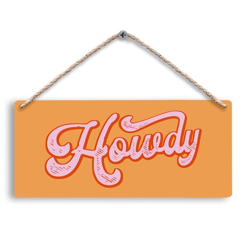 Howdy Western Wooden Hanging Sign 12x6 Inch Wall Decor for Home Office