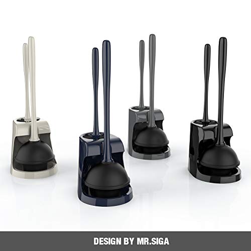 MR.SIGA Toilet Plunger and Bowl Brush Combo with Holder, Black