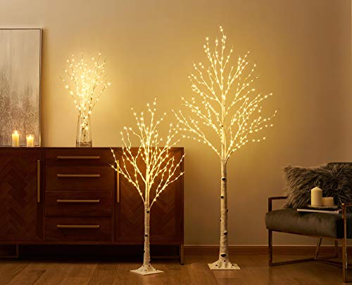 4FT Lighted Birch Twig Tree with 200 LED Fairy Lights for Holiday Decor