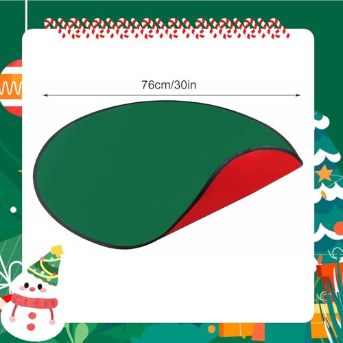Reversible Christmas Tree Mat Skirt - 76cm Red & Green Round Floor Protector