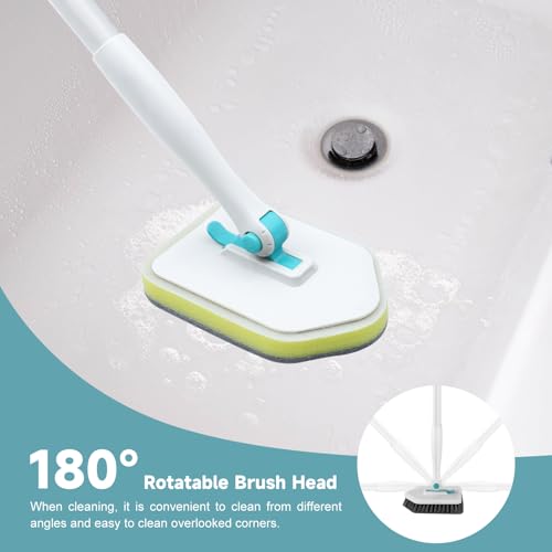 3-in-1 Shower Scrubber Brush with Adjustable Long Handle for Tub & Tile