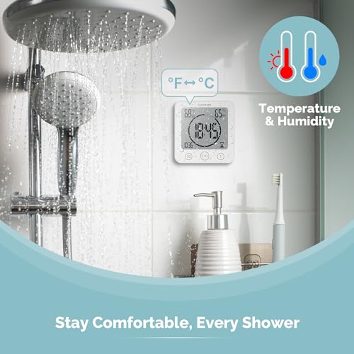 Waterproof Digital Shower Clock with Countdown Timer, Temperature & Humidity