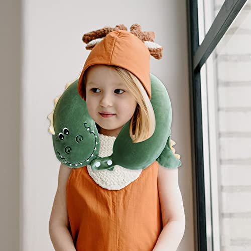 Memory Foam Travel Neck Pillow with Cute Sleep Mask for Kids