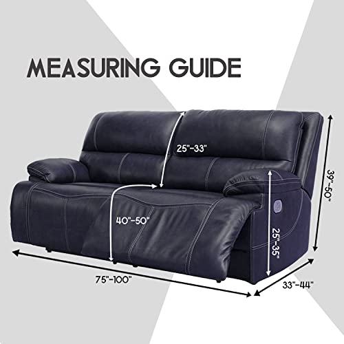 Extra Wide 2 Seater Reclining Sofa Cover - 6-Piece Velvet Slipcover