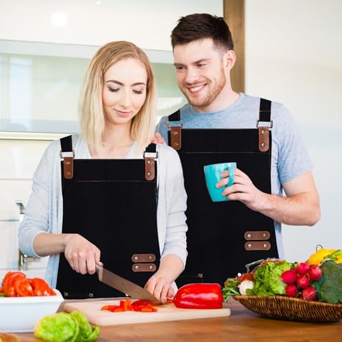Adjustable Chef Apron with 4 Pockets - Durable Cotton Blend for Kitchen