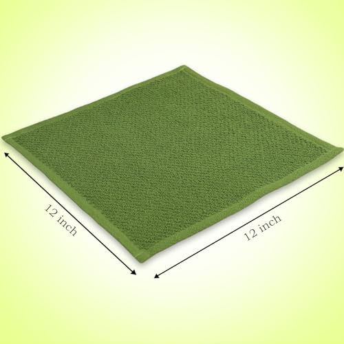 100% Cotton Dish Cloths Set - 8-Piece Absorbent Terry Kitchen Towels, 12x12"