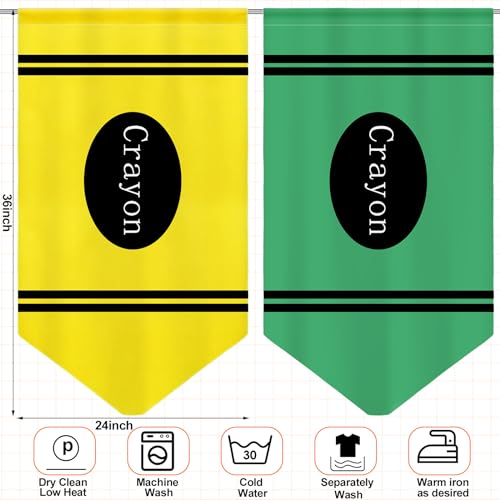 Crayon Print Velvet Curtains for Classroom & Kids Room - 6 Piece Set