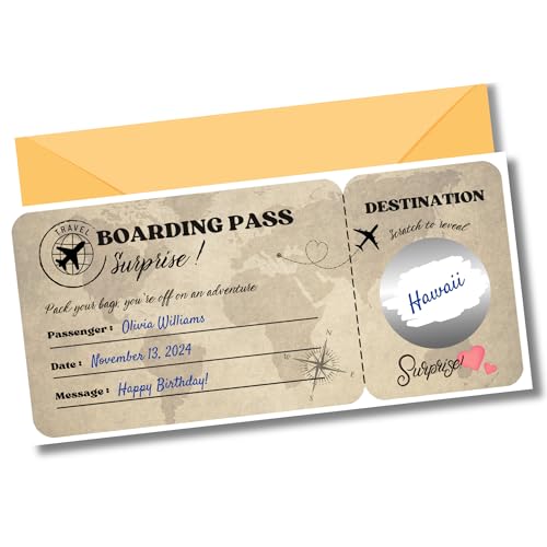 Yellow Personalized Travel Gift Surprise Trip Ticket - Romantic & Customizable