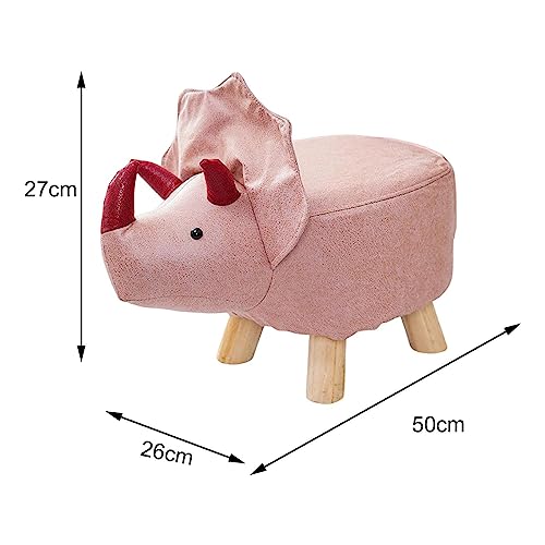 Pink Dragons Wooden Animal Footstool Ottoman for Kids Home Decor
