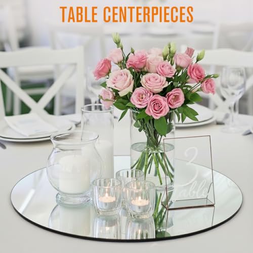 10-Inch Round Mirror Centerpieces for Tables - 12 Pack Glass Mirror Plates