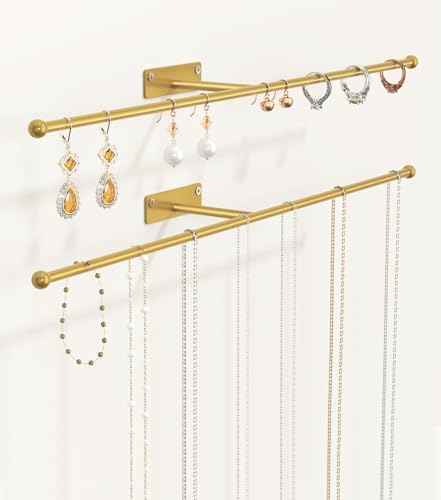 Wall Hanging Jewelry Organizer - 12.6" Metal Necklace Holder, 2-Pack