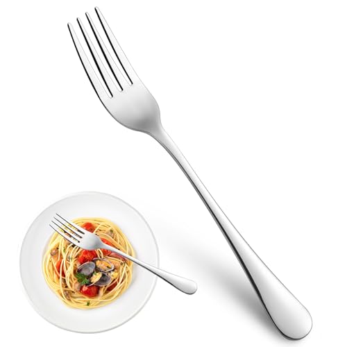 Stainless Steel Dinner Forks, Set of 16 - 8 Inch Mirror Finish Flatware