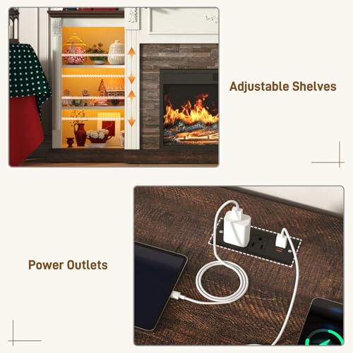 85-Inch Electric Fireplace TV Stand with Mantel and LED Lights