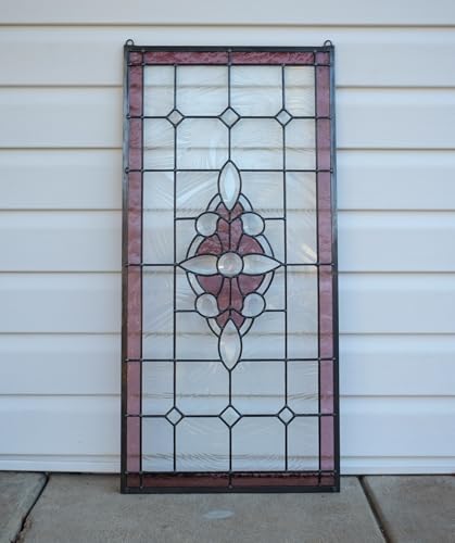 Handcrafted Stained Glass Beveled Window Panel 17" x 35"