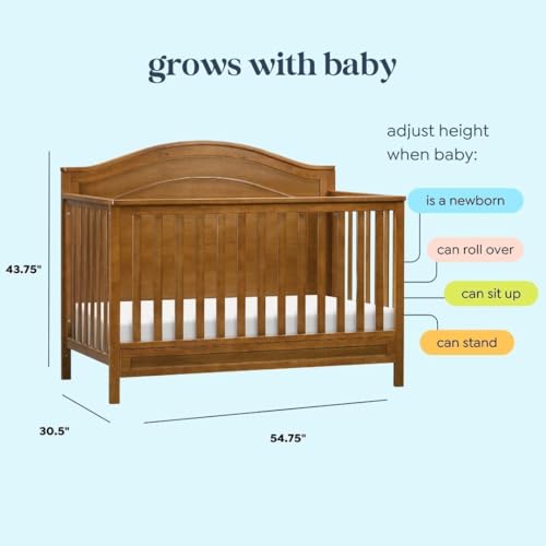 4-in-1 Convertible Crib, GREENGUARD Gold Certified Chestnut Wood Baby Bed