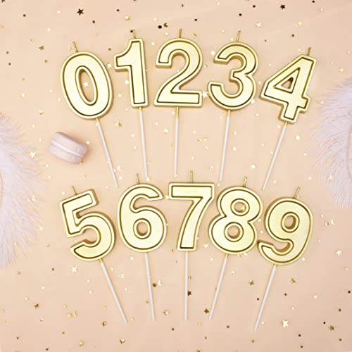PHD Luxe Gold 2.76 Inch Number Birthday Candle - Gold, Party Celebration, Brand: PHD CAKE