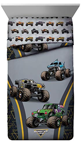 Monster Truck Twin Bedding Set - 4-Piece Reversible Comforter & Sheet Set