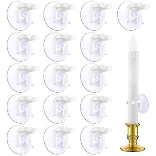 16pcs Window Candle Holder Suction Cups - No Drilling Glass Clamps