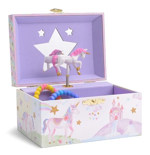 Musical Jewelry Box for Girls with Spinning Unicorn and Rainbow Design