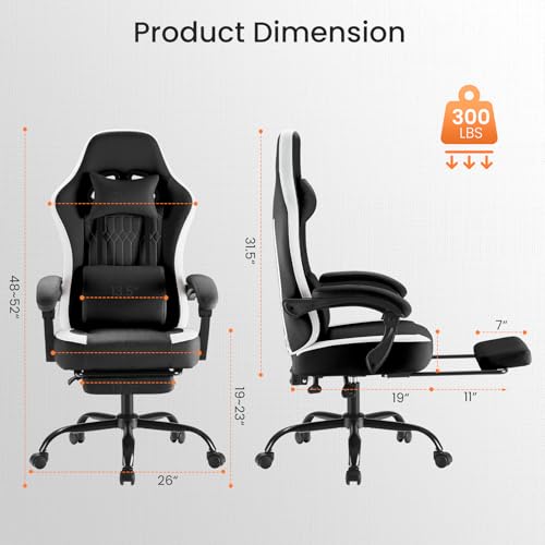 Ergonomic Gaming Chair with Footrest, Lumbar Support, and Pocket Spring