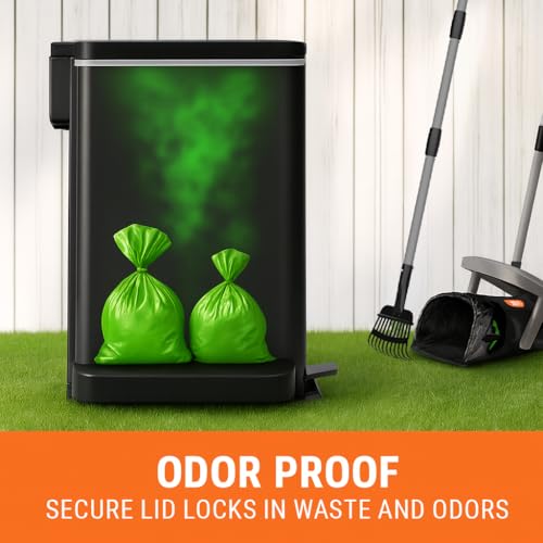 Outdoor Dog Poop Trash Can 3.2 Gal Metal Waste Bin with Lid and Pedal