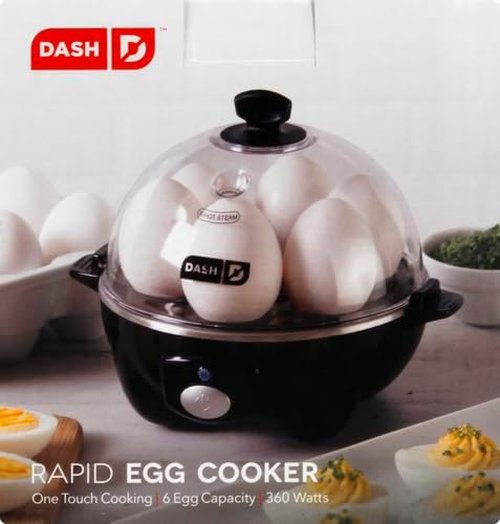 Dash Rapid Egg Cooker | Boiler, Poacher & Steamer - Holds 7 Eggs - Dishwasher Safe, Black